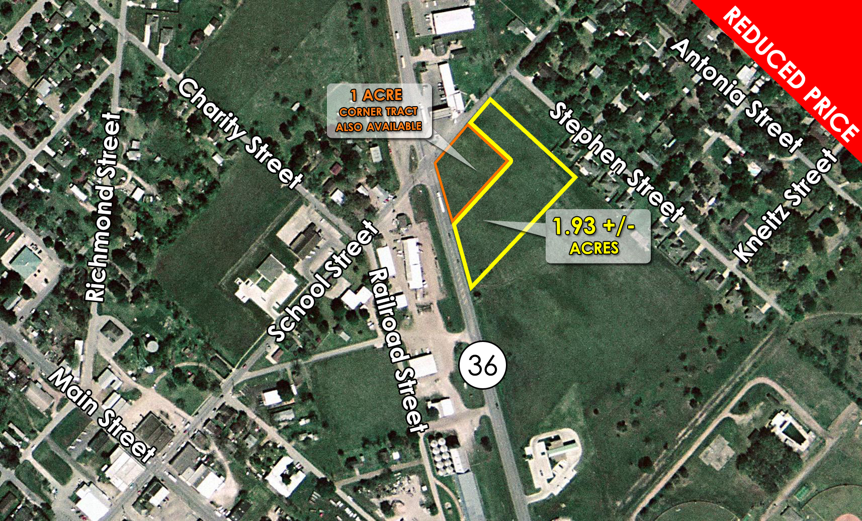 1.93 Acres Highway 36 School Street. Needville, TX 77461 ICO